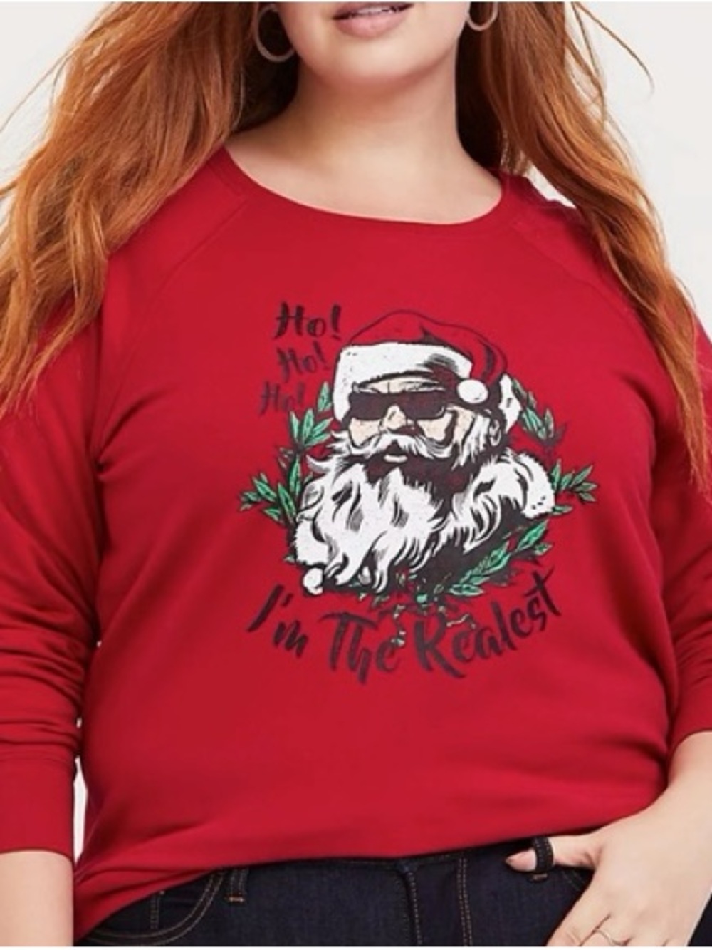 Torrid Red Santa Claus "I'm the Realist" Crewneck Sweatshirt 2